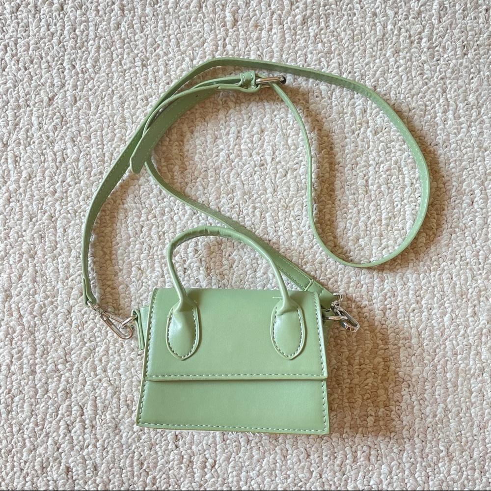 Light green pleather mini crossbody bag
